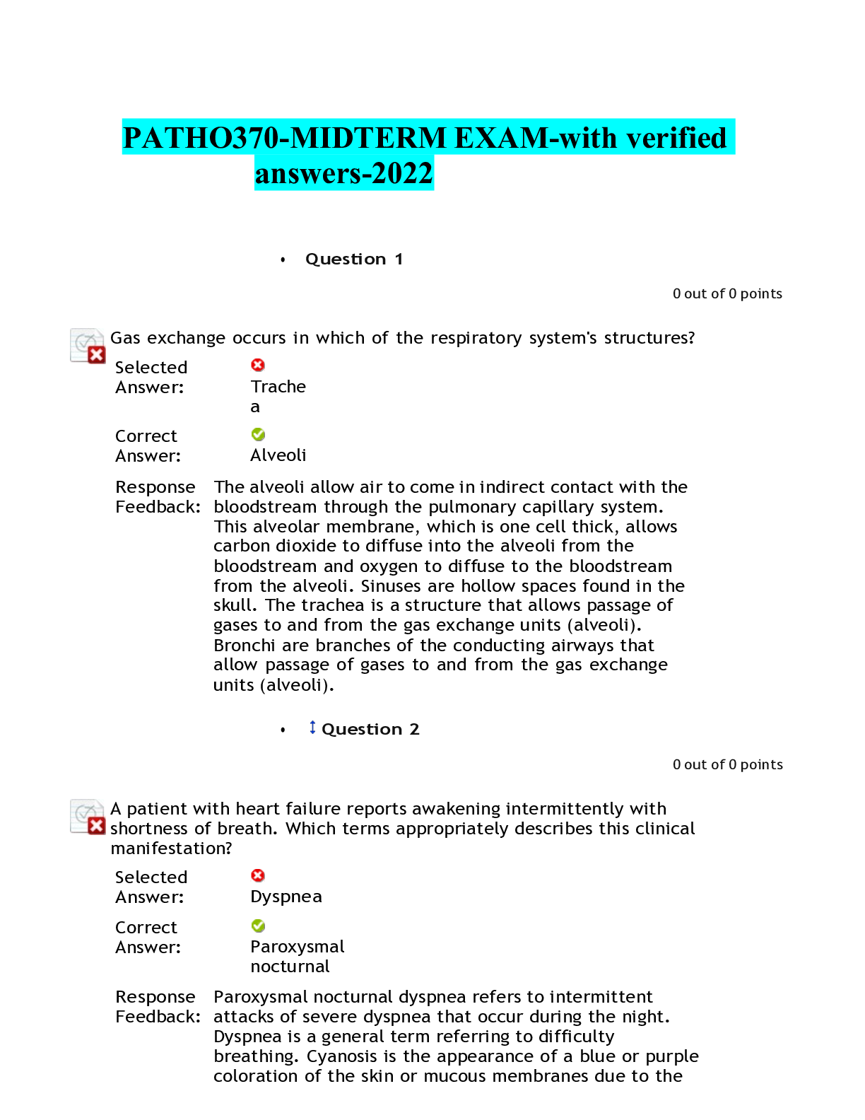 Preview of PATHO370-MIDTERM EXAM-with verified answers-2022
